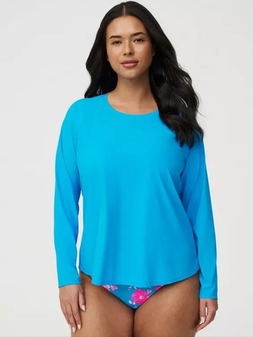 Torrid Turquoise Teal Blue Active Long Sleeve Swim Rashguard Cover Top Plus 2X
